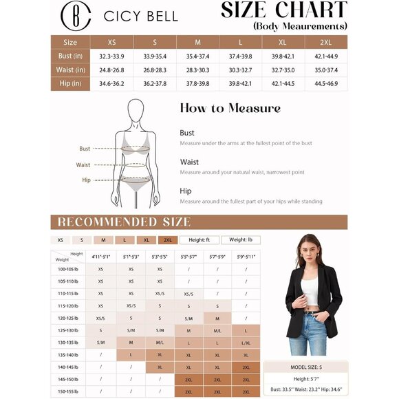 Women’s Apricot Cicy Bell Casual Blazer Open Front Long Sleeve Office Suit - Picture 5 of 5